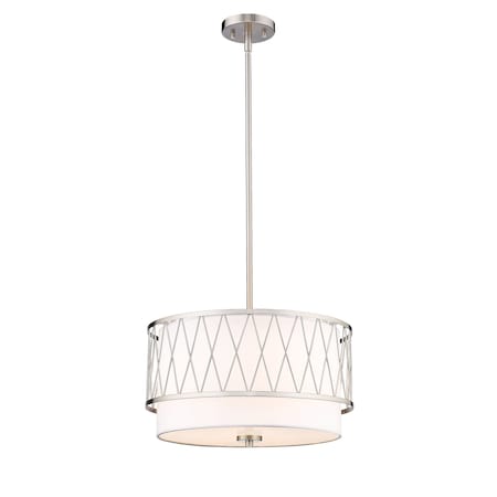 Z-Lite Dalton 3 Light Pendant, Brushed Nickel & White 198-17BN
